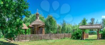 Vilkovo, Ukraine - 06.23.2019. Wooden chapel in the city of Vilkovo, Ukraine