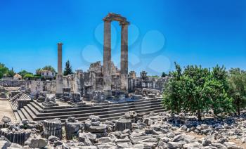 Didyma, Turkey – 2019-07-20. The Temple of Apollo at Didyma, Turkey. Panoramic view on a sunny summer day