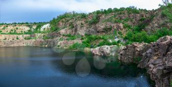 Radon Lake in a place of flooded granite quarry near the Southern Bug river in Mygiya village, Ukraine