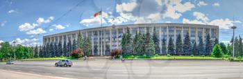 Chisinau, Moldova – 06.28.2019. Government House in the center of Chisinau, capital of Moldova, on a sunny summer day