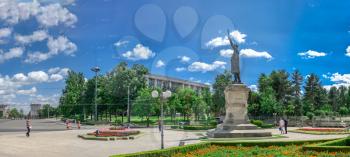 Chisinau, Moldova – 06.28.2019. Monument to Stefan cel Mare in the center of Chisinau, capital of Moldova, on a sunny summer day
