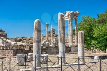 Ruins of the Temple of Dionysos on an Ancient Greek city Pergamon in Turkey