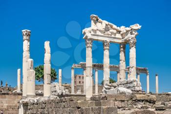 Ruins of the Temple of Dionysos on an Ancient Greek city Pergamon in Turkey