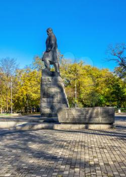 Odessa, Ukraine 11.05.2019.  Monument to Taras Shevchenko in Odessa, Ukraine, on a sunny autumn day