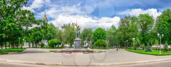 Izmail, Ukraine 06.07.2020. Monument to Alexander Suvorov, Suvorov Avenue, Izmail city in Ukraine, on a sunny summer day