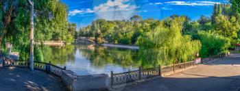 Dnipro, Ukraine 07.18.2020. Lazarus Globa Public Park in Dnipro, Ukraine, on a sunny summer morning
