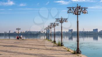 Dnipro, Ukraine 07.18.2020. Dnipro city embankment in Ukraine on a sunny summer day