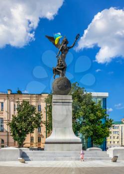 Kharkiv, Ukraine 07.17.2020. Independence Monument on Constitution Square in Kharkiv, Ukraine, on a sunny summer day
