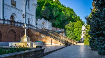 Svyatogorsk, Ukraine 07.16.2020.  Assumption Cathedral on the territory of the Svyatogorsk Lavra  in Ukraine, on a sunny summer morning