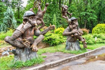 Kharkiv, Ukraine 07.15.2020.  park sculpture in the Feldman's ecopark in Kharkiv, Ukraine, on a summer day