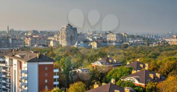 Odessa, Ukraine 03.08.2020. Top view of Shevchenko Park in Odessa, Ukraine, on a sunny spring day