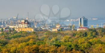 Odessa, Ukraine 03.08.2020. Top view of Shevchenko Park in Odessa, Ukraine, on a sunny spring day