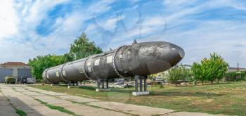 Pobugskoe, Ukraine 09.14.2019. GRAU 15A18 NATO name SS-18 Satan Rocket in Soviet Strategic Nuclear Forces Museum, Ukraine
