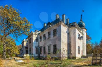 Talne, Ukraine 10.19.2019. Abandoned Count Shuvalov Palace in Talne village, Cherkasy region, Ukraine, at fall