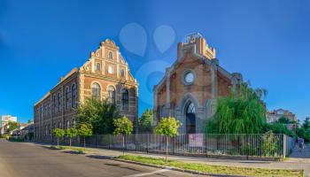 Berdyansk, Ukraine 07.23.2020. German Church of Christ the Savior in Berdyansk city, Ukraine, on a summer morning