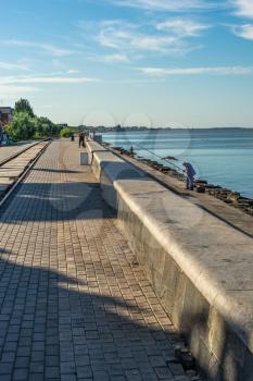 Berdyansk, Ukraine 07.23.2020. Embankment of the Azov Sea in Berdyansk, Ukraine, on a sunny summer morning