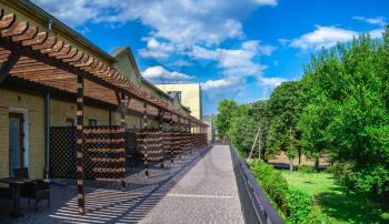 Vesele, Ukraine 07.24.2020. Hotel in Prince Trubetskoy winery castle  on a sunny summer day