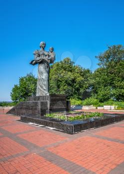 Kaniv, Ukraine 07.11.2020. Monument to the fallen soldiers in Memorial Park in Kaniv, Ukraine, on a sunny summer day