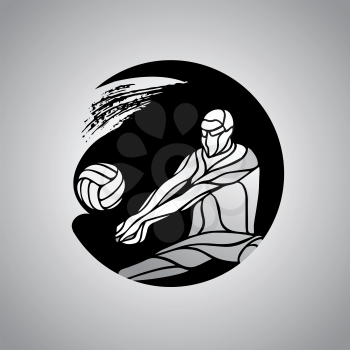 Volleyball player receiving feed icon. Silhouette of a abstract volleyball player returning a ball with a dig round logo. Vector clipart illustration. Eps 8