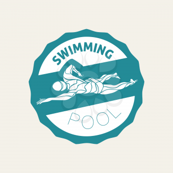 Swimming Club Logo Template. Swimmer icon Clipart. Creative Crawl Swimmer Vector.