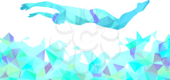 Butterfly Swimmer Color Silhouette. Sport swimming, dolphin kick. Vector Professional Swimming Illustration