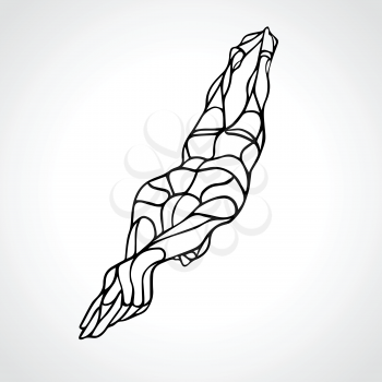 Freestyle Swimmer Black Silhouette. Sport swimming, front crawl. Vector Professional Swimming Illustration