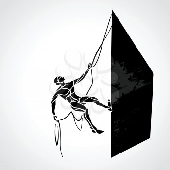 Rock climber vector silhouette. Cimbing man. Vector illustration