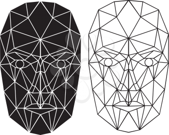 Triangle abstract human face, front view. Vector illustration. Concept of 3d Face recognition. Vector illustration