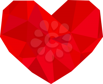 Red polygonal vector heart on white background. Ruby gem. Vector illustration