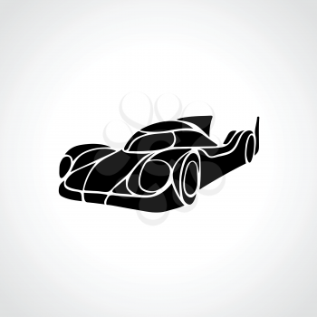 Classic car silhouette isolated on black background, Vintage car vector