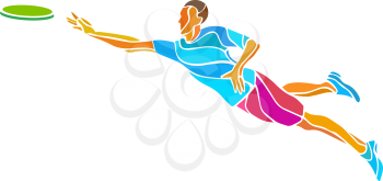 Sportsman throwing frisbe. Ultimate sport clipart, vector  color illustration