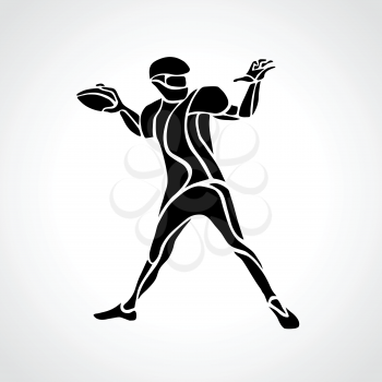 Silhouette of abstract american football player, vector illustration