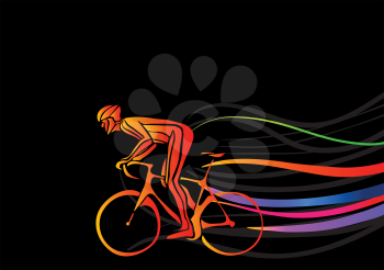 Professional cyclist involved in a bike race. Vector artwork in the style of paint strokes. Vector illustration