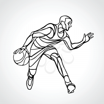 Basketball player line stroke abstract silhouette. Eps 8 
