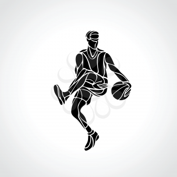 Basketball player abstract silhouette. Crossover dribble. Eps 8