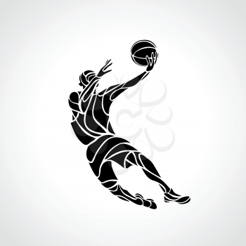Basketball player. Slam Dunk Silhouette. Vector illustration