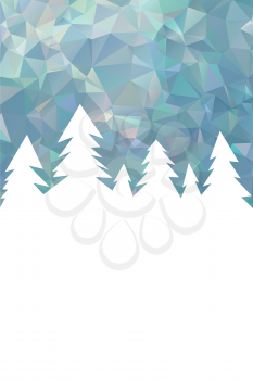 Winter Christmas background with trees and empty space. Vector illustration