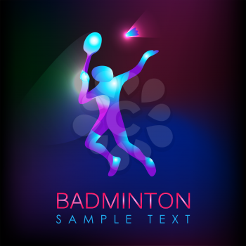 Badminton logo. Logo for the game in badminton sports. Abstract professional badminton player. Silhouette of a badminton player, vector illustration