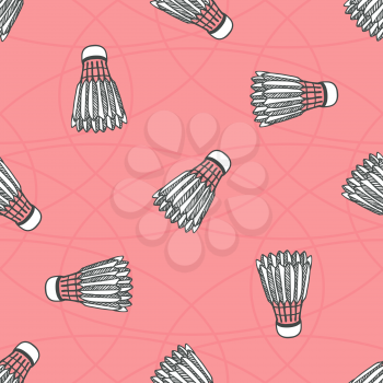Seamless colored badminton ball pattern, shuttlecock seamless background, sport pink pattern with birdies can be used for web page backgrounds, pattern fills