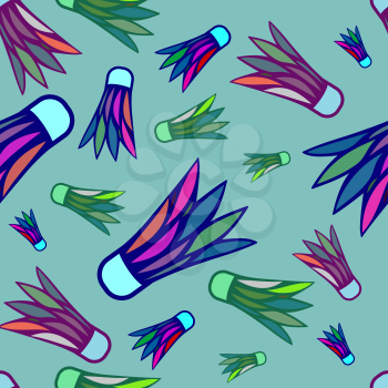 Seamless colored badminton ball pattern, shuttlecock seamless background, sport multicolor pattern with birdies can be used for web page backgrounds, pattern fills