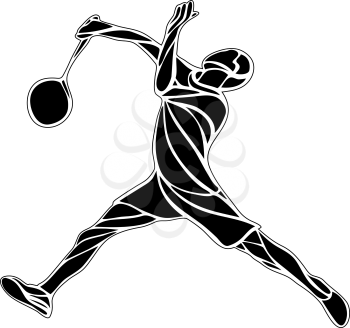 Creative silhouette of professional Badminton player doing smash shot. Vector illustration.