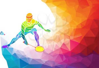 Badminton sport invitation poster or flyer background with empty space, banner template in trendy abstract colorful polygon style. Vector illustration