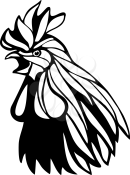 Vector mascot of rooster head. Black and white eps8 illustration