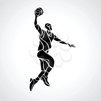 Basketball player. Slam Dunk Silhouette. Vector illustration