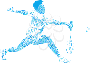 Stippled dots geometric professional badminton player on white background. Vector illustration Eps10