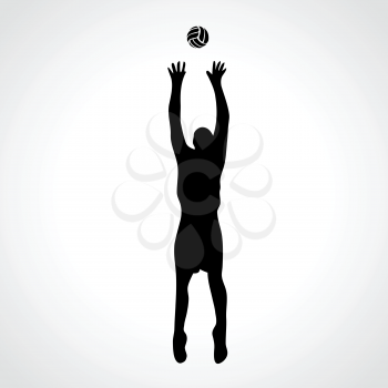 Stylized athlete, played volleyball. Volleyball player on setter position. Eps 8, vector illustration