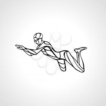Professional Swimmer Breaststroke Silhouette side view. Eps10