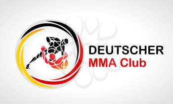 Fighters of martial mixed arts in german colors. Sport club emblem. Vector illustration of german mixfight combat. Illustration in black yellow red colours