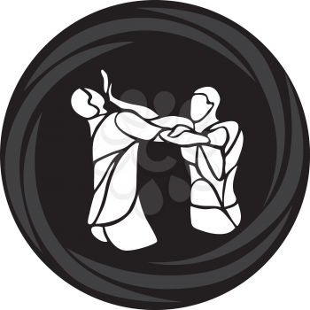 Fighters of krav maga. Sport club emblem. Streetfighters. Vector illustration