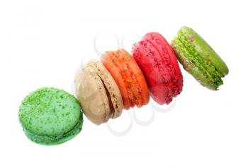 Colorful macaroons isolated on white background